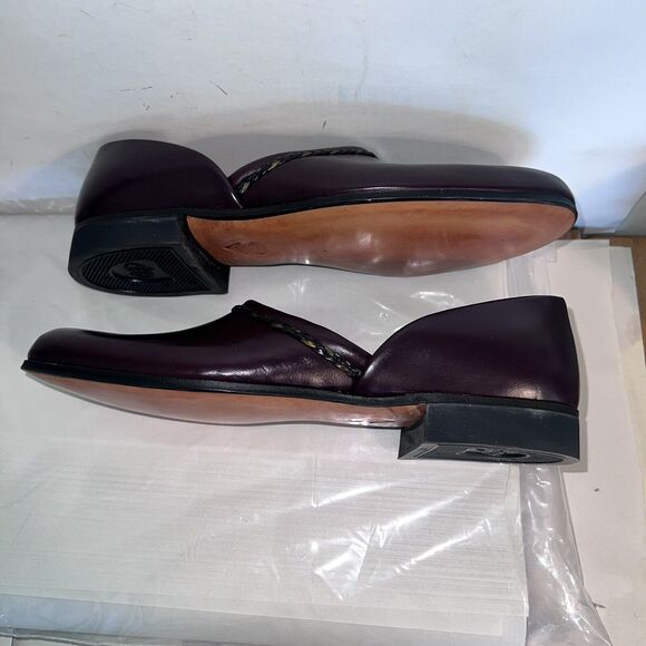 Evans Braid Hand Turned Sz 8 Leather Slippers Burgandy Vintage 1960 - Picture 7 of 11